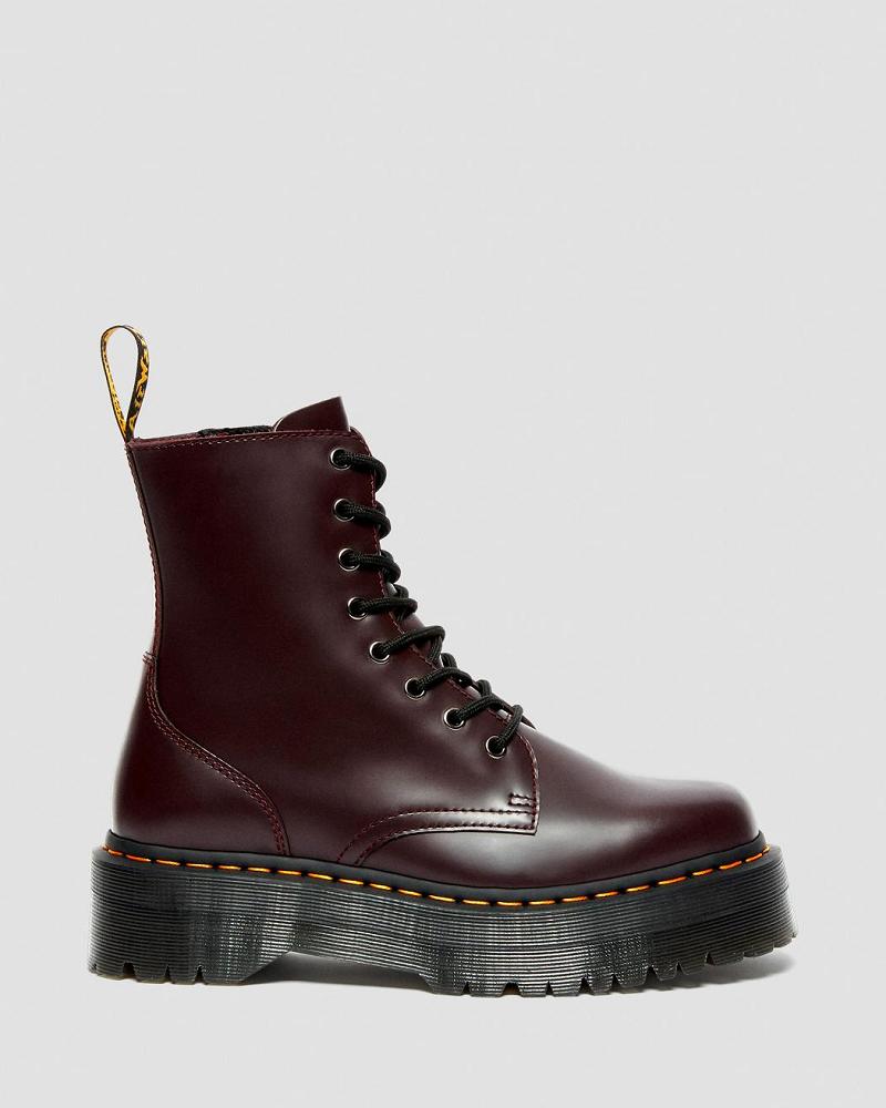 Dr Martens Jadon Smooth Leren Platform Laarzen Heren Bordeaux | NL 251CTV